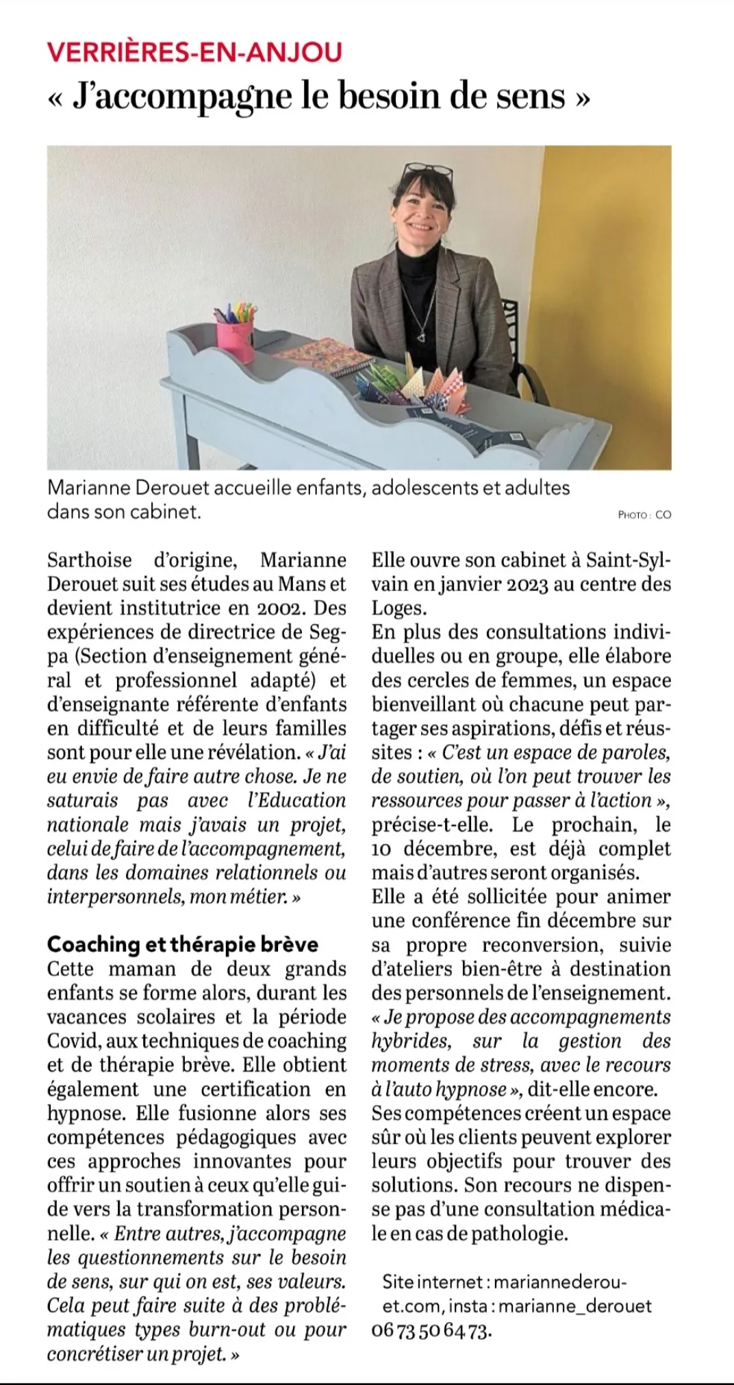 Article paru dans le Courrier de l'Ouest